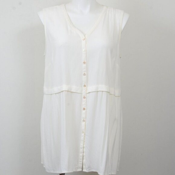 J.Jill 100% Rayon Ivory Plus Size 2X Sleeveless Summer Blouse Tank - Picture 2 of 9